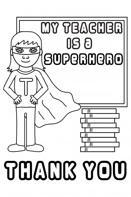 Superhero Teacher Self Colour Thank You Card