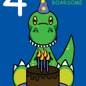 Roarsome Son 4th Birthday Card