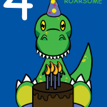 Roarsome Grandson 4th Birthday Card