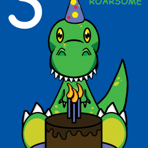 Roarsome Grandson 3rd Birthday Card