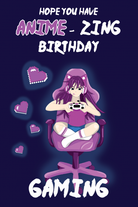 Anime-zing Gamer Birthday Card