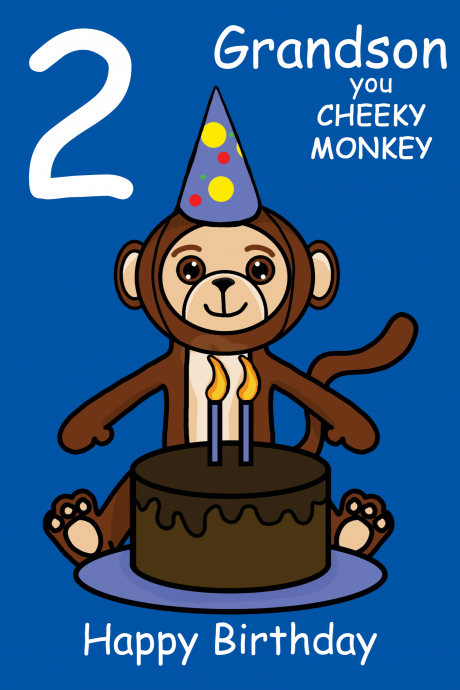 Cheeky Monkey Grandson 2nd Birthday Card