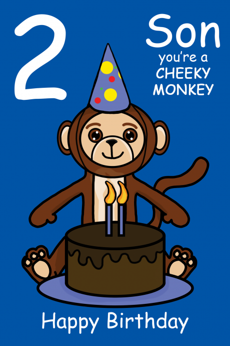 Cheeky Monkey Son 2nd Birthday Card