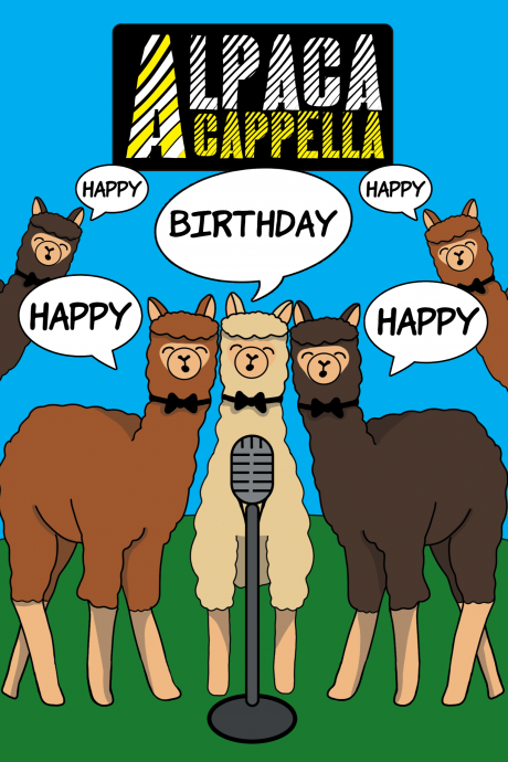 Alpaca A Capella Happy Birthday Card