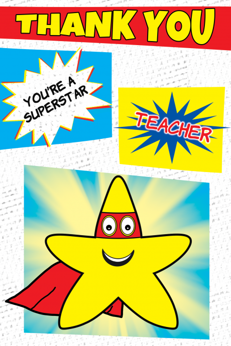 Thank You Superstar Teacher Card
