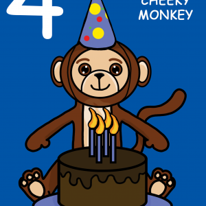 Cheeky Monkey Grandson 4th Birthday Card