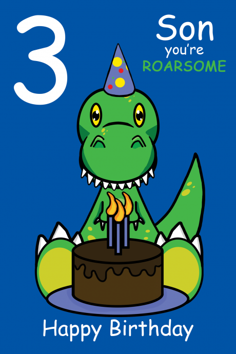 Roarsome Son 3rd Birthday Card