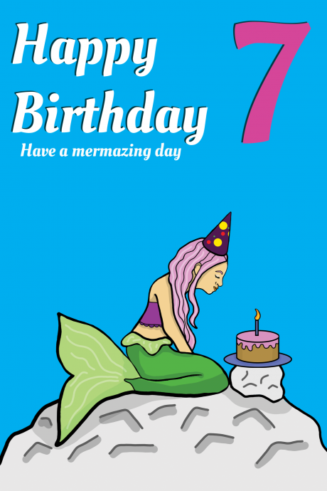 Mermaid 7th Birthday Card