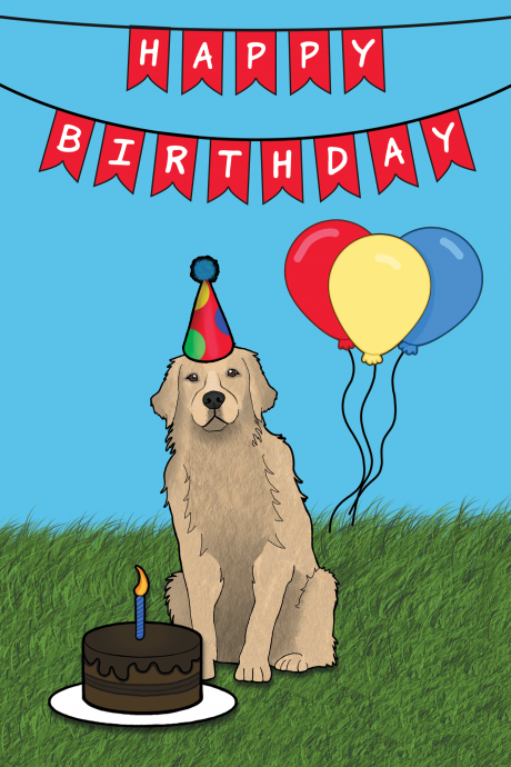 Happy Birthday Golden Retriever Dog Card