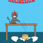 Cake Smash Cat Happy Birthday Card