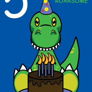 Roarsome Grandson 5th Birthday Card