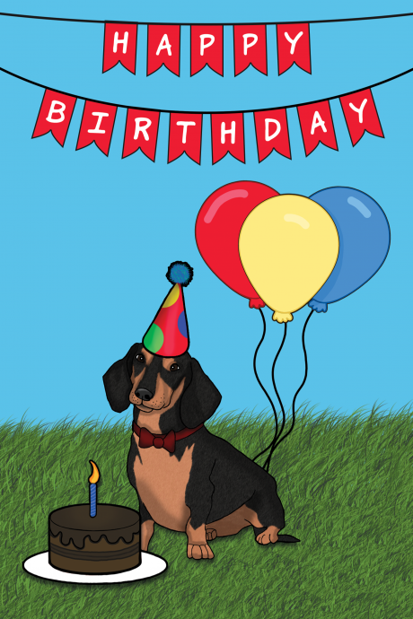 Happy Birthday  Dachshund Dog Card