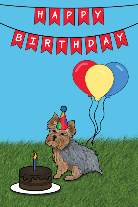 Happy Birthday Yorkshire Terrier Dog Card