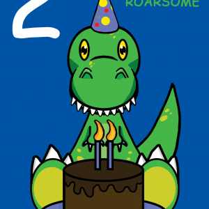 Roarsome Grandson 2nd Birthday Card