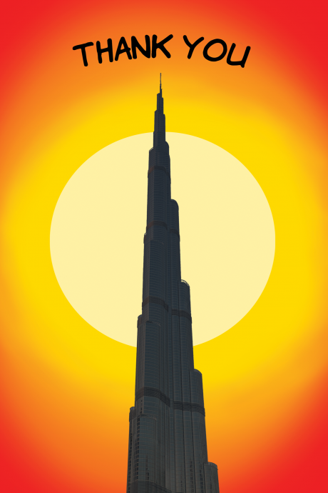Burj Khalifa Sunset Thank You Card