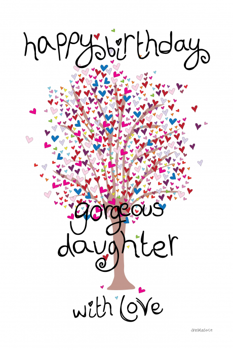 Happy Birthday Card Gorgeous Daughter - With Love