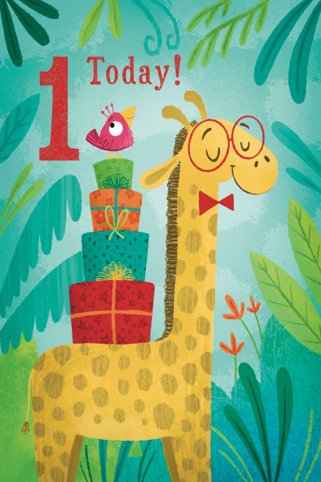 Giraffe 1 Today Birthday Card