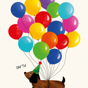 Party dog with Birthday balloons