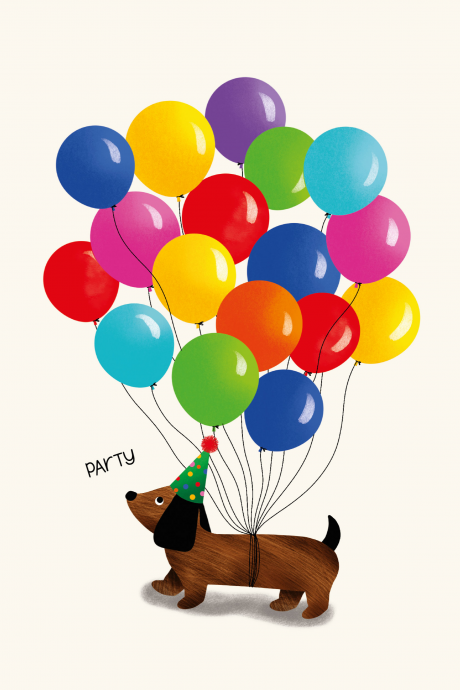 Party dog with Birthday balloons