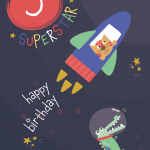Rocket Fifth Birthday Card