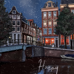 Amsterdam snowy scene