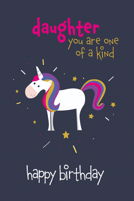 Daughter Unicorn Birthday Card