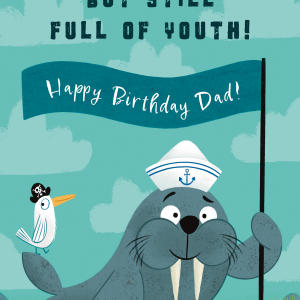 Long in the Tooth Walrus Dad Birthday Card