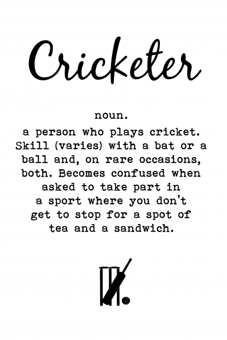 Cricketer Definition - Card for Cricket Fan
