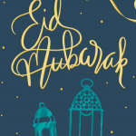 Eid Mubarak Blue Lanterns