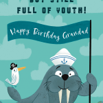 Long in the Tooth Walrus Grandad Birthday Card