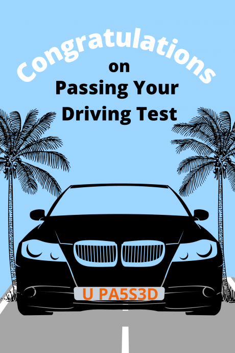 Congratulations - Passing Driving Test - Black Car