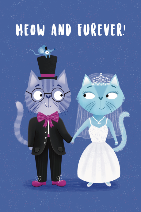 Meow and Furever Cat Wedding Card