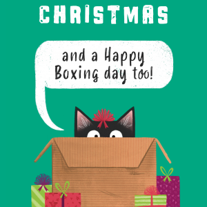 Funny Cat Boxing Day Christmas Card