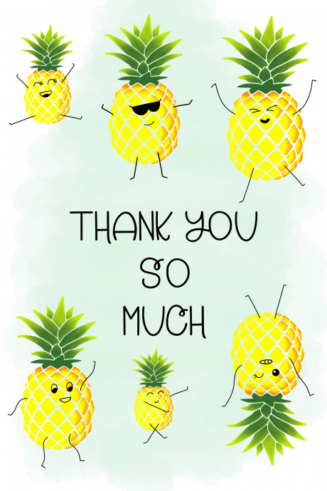 Pineapple Kawaii Thank You Card