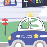 Police Car Fourth Birthday Card