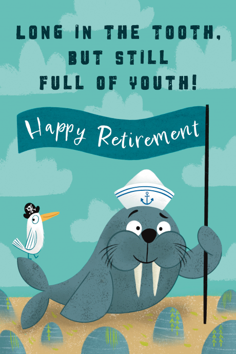 Long in the tooth Walrus Retirement Card