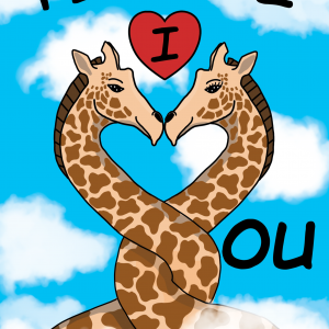 Fiancée I Love You Giraffe Pun Card