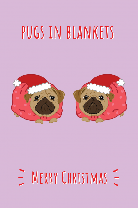 Pugs In Blankets Merry Christmas