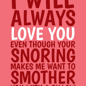 Funny Valentine's Card For The One That Snores