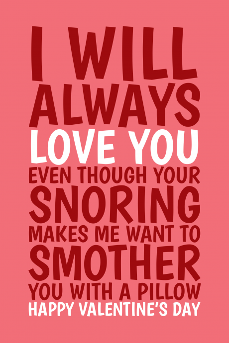 Funny Valentine's Card For The One That Snores