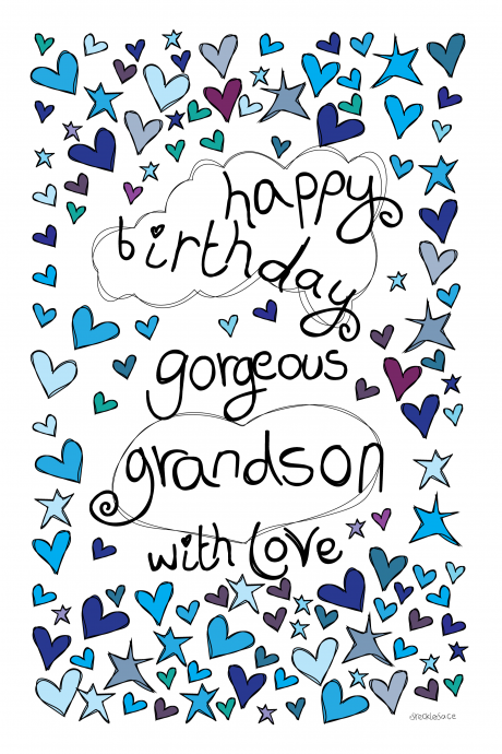 Happy Birthday Card Gorgeous Grandson With Love