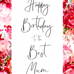 Red Floral Best Mum Birthday Card