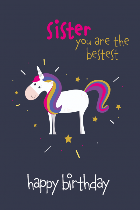 Sister Unicorn Birthday Card