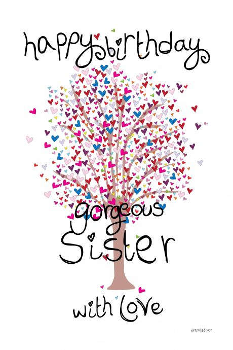 Happy Birthday Card Gorgeous Sister - With Love