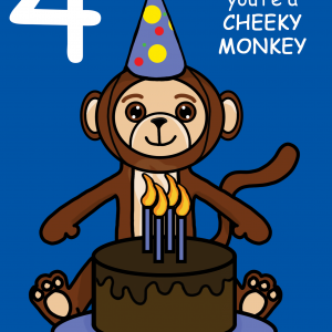 Cheeky Monkey Son 4th Birthday Card