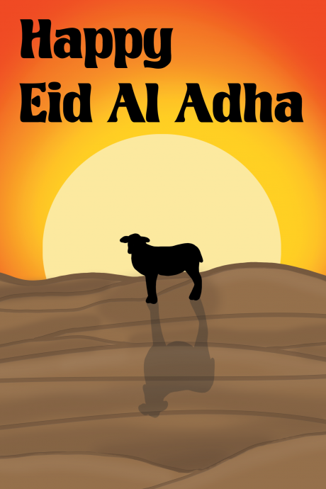 Happy Eid Al Adha Lamb Sunset