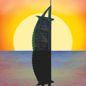 Burj Al Arab Sunset Happy Birthday Card