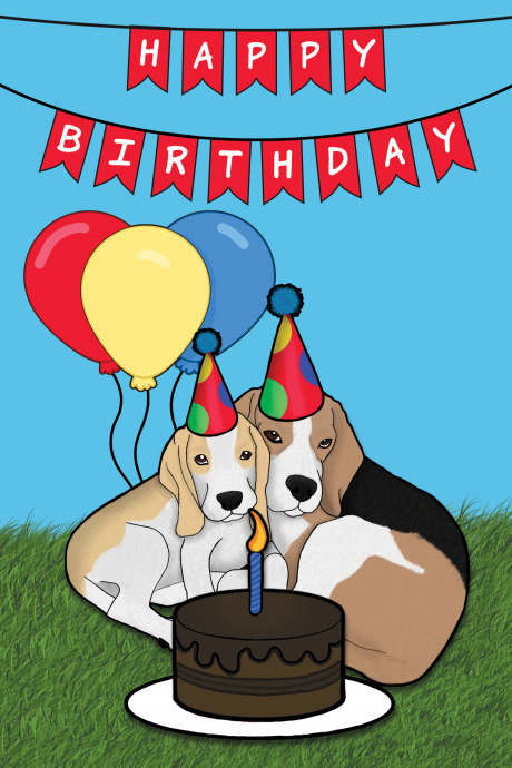 Happy Birthday Beagle Dog Card