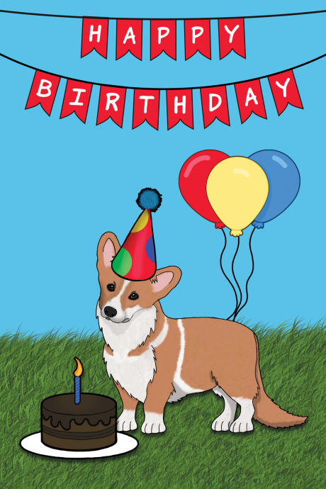 Happy Birthday Corgi Dog Card