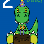Roarsome Son 2nd Birthday Card
